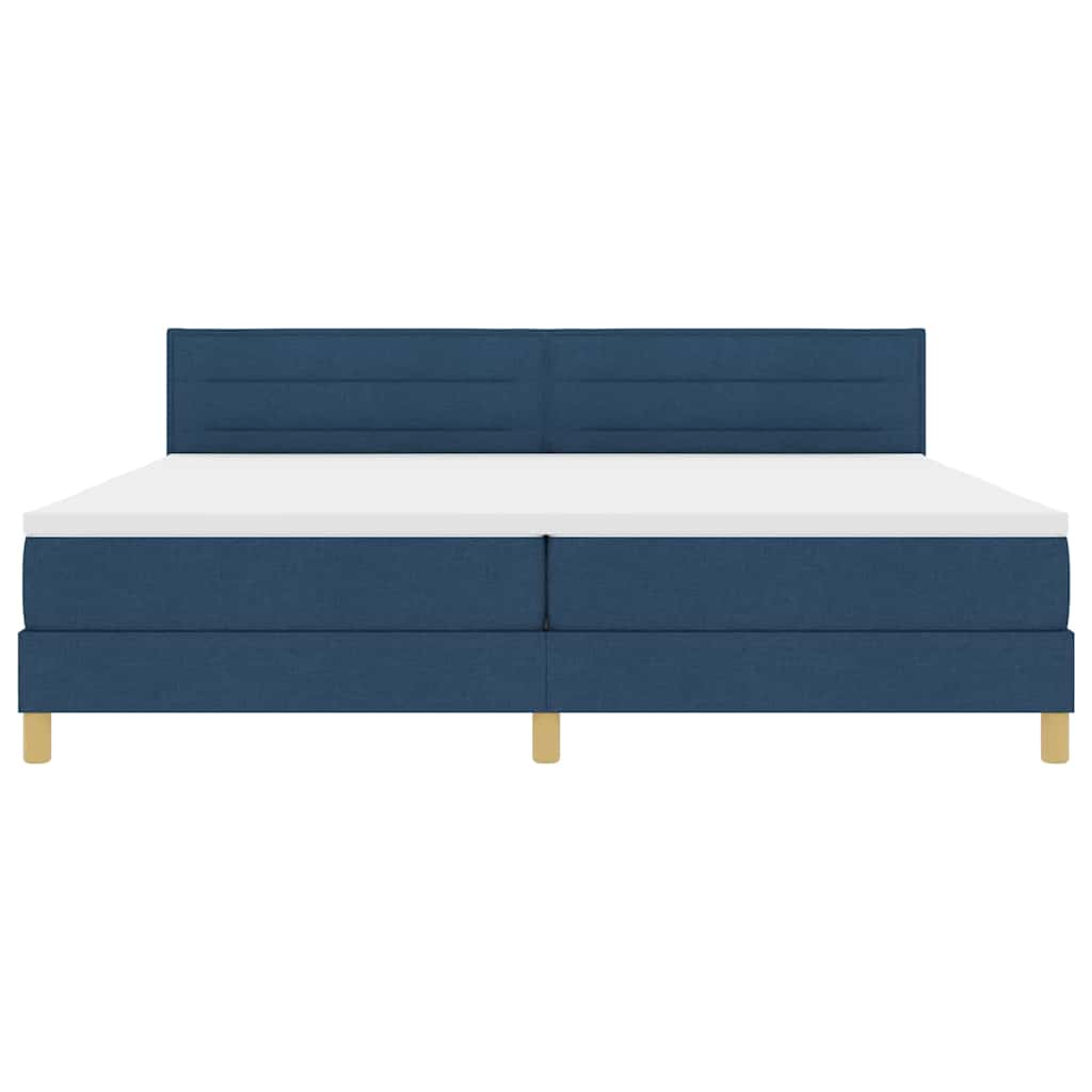 Lit à ressorts avec coussin Bleu 200 x 200 cm tissu
