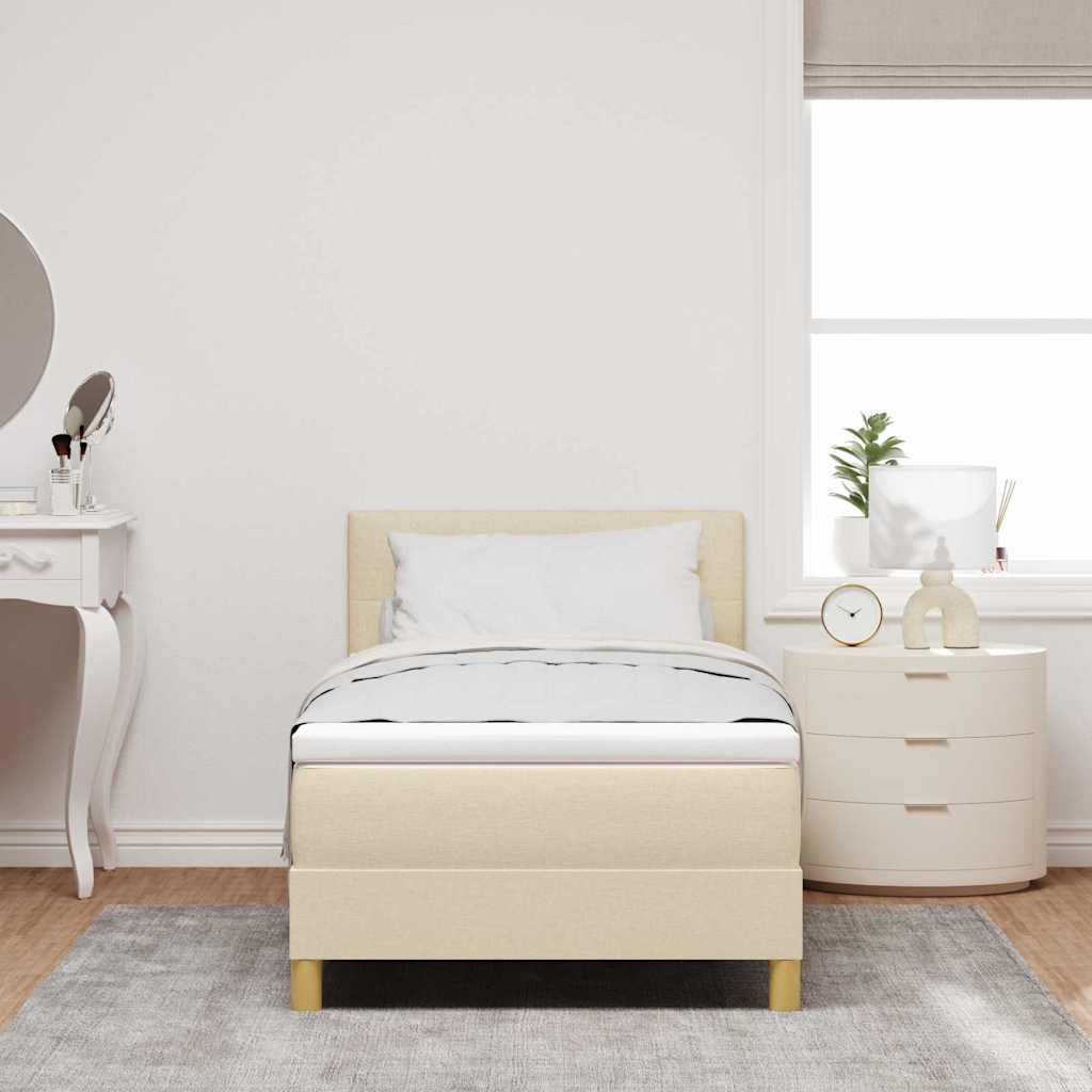 Lit à ressorts avec coussin Crème 90 x 190 cm tissu - XIOS