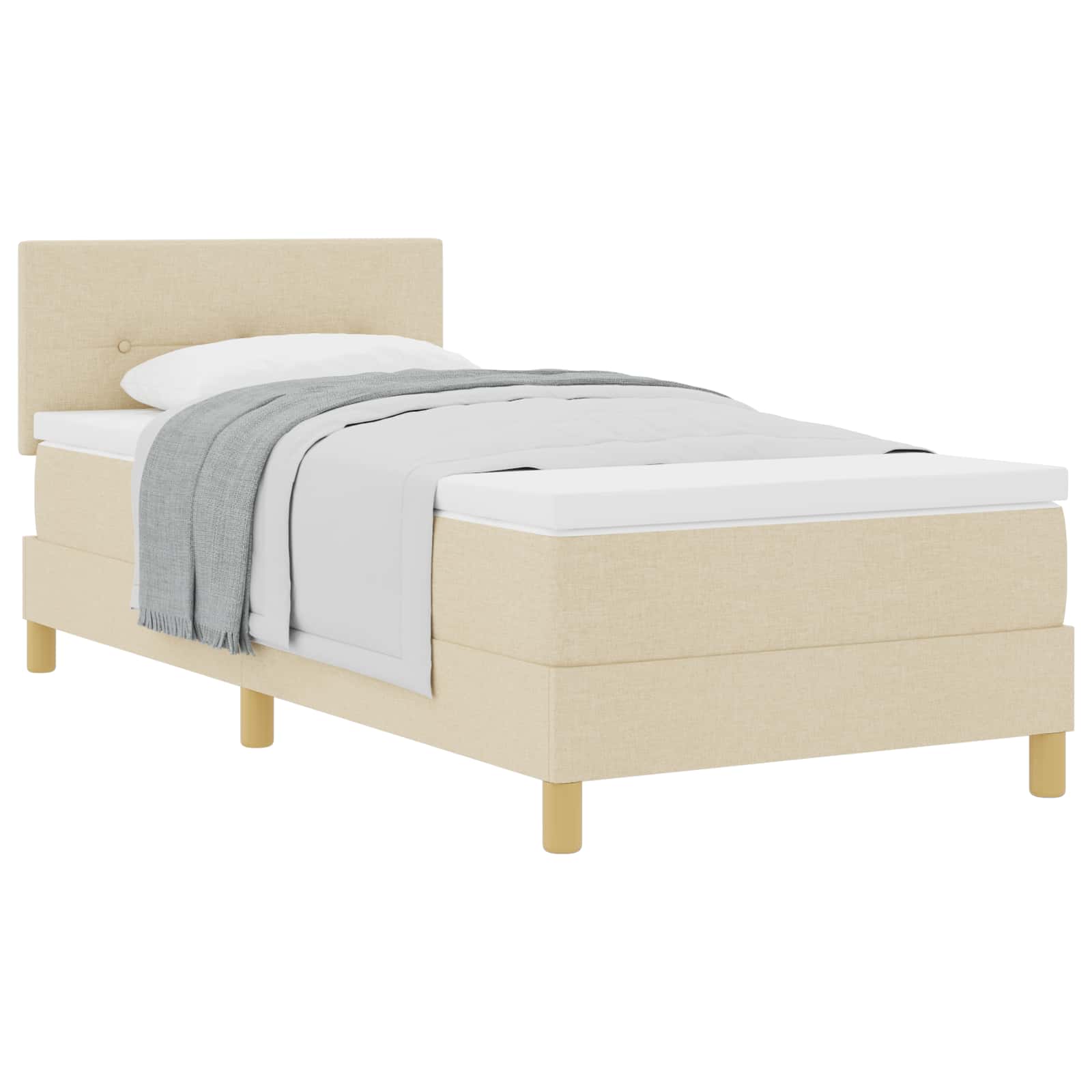 Lit à ressorts avec coussin Crème 90 x 190 cm tissu - XIOS