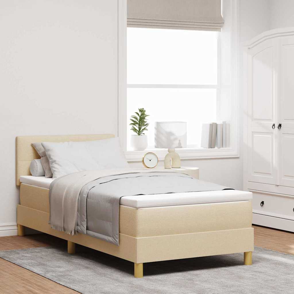 Lit à ressorts avec coussin Crème 90 x 200 cm tissu - XIOS