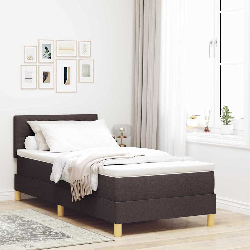 Lit boxspring avec matelas Marron foncé 100 x 200 cm tissu - XIOS