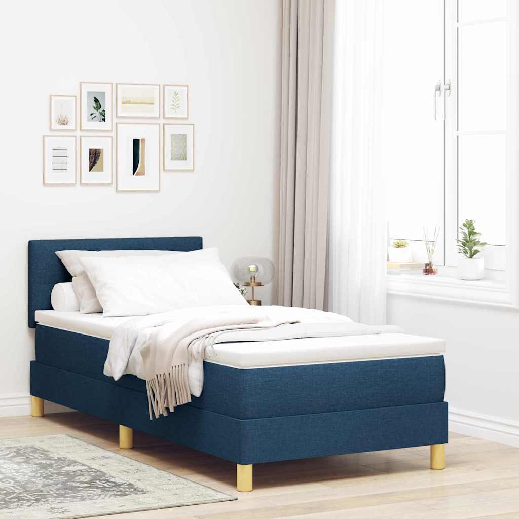 Lit à ressorts avec coussin Bleu 100 x 200 cm tissu