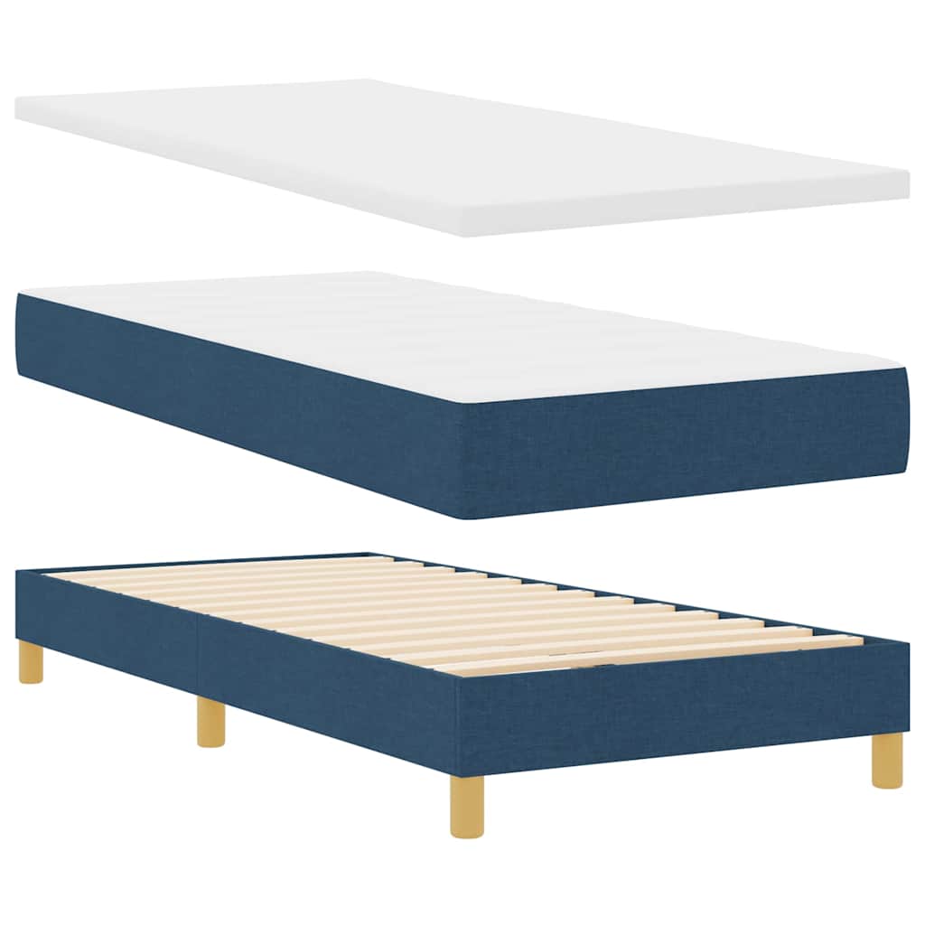 Lit à ressorts avec coussin Bleu 100 x 200 cm tissu