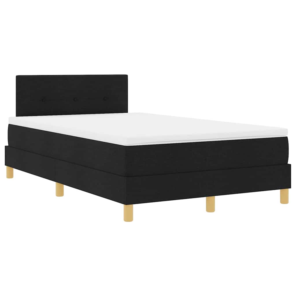 Lit à ressorts avec matelas Noir 120 x 190 cm tissu