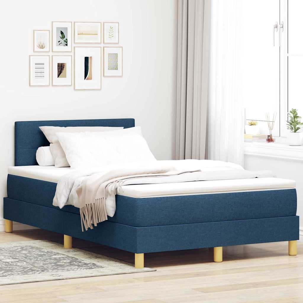 Lit boxspring avec matelas avec matelas Bleu 120 x 200 cm tissu - XIOS