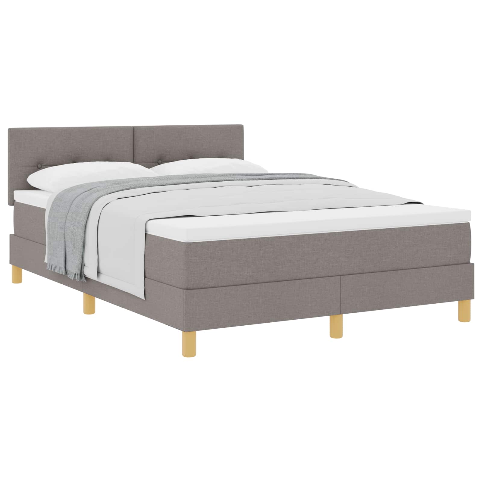 Lit à ressorts avec coussin Taupe 140 x 190 cm tissu - XIOS