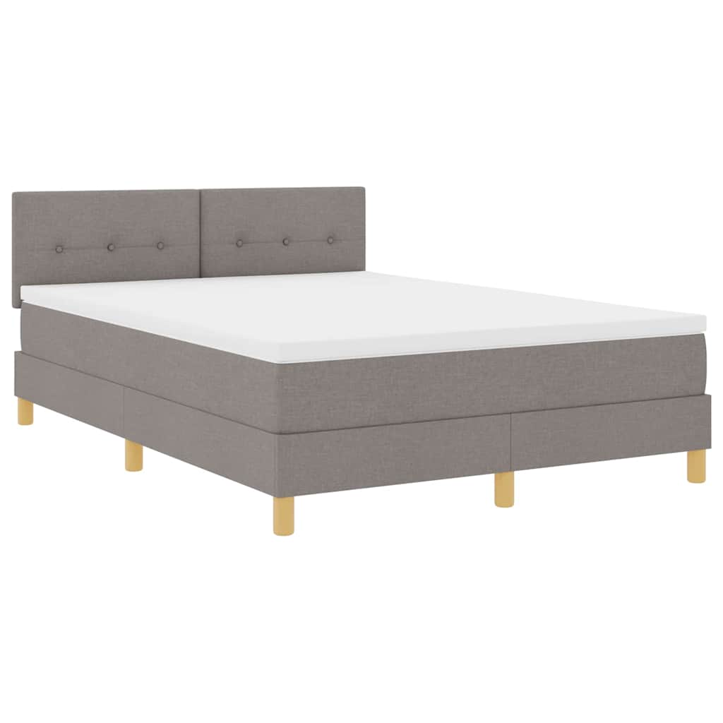 Lit à ressorts avec coussin Taupe 140 x 190 cm tissu - XIOS
