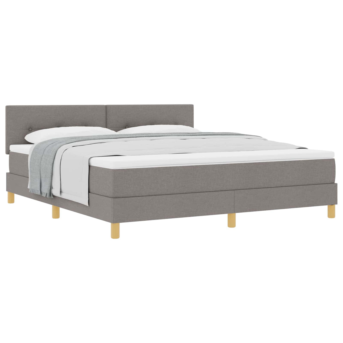Lit à ressorts avec coussin Taupe 180 x 200 cm tissu