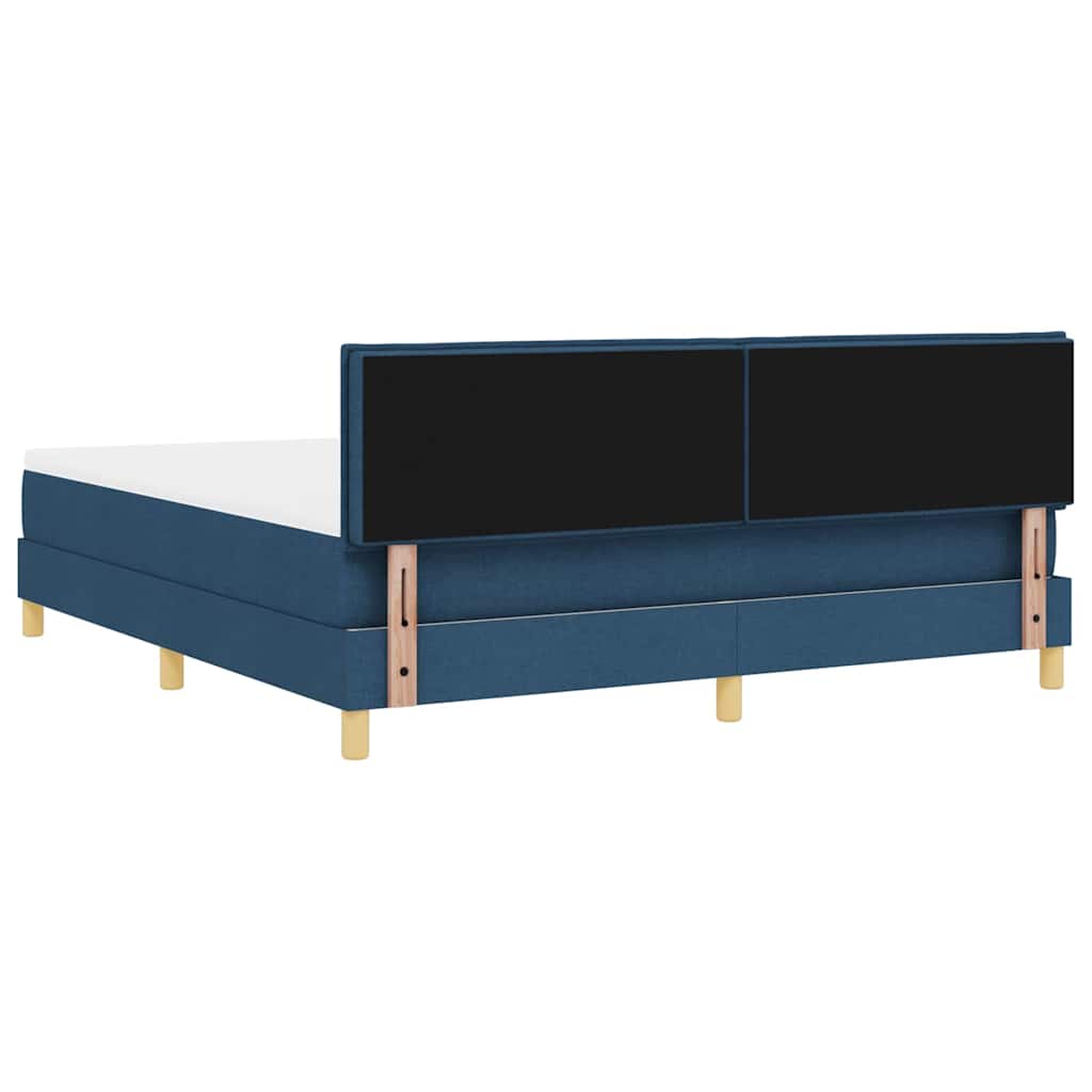 Lit à ressorts avec coussin Bleu 180 x 200 cm tissu