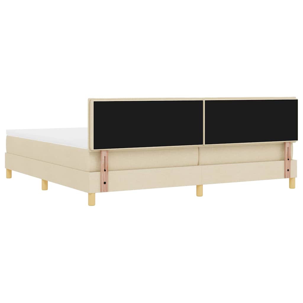 Lit à ressorts avec coussin Crème 200 x 200 cm tissu