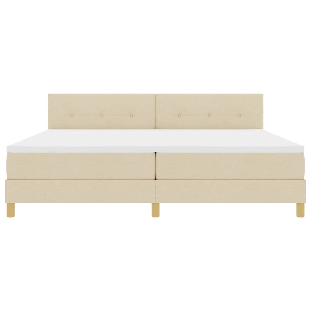Lit à ressorts avec coussin Crème 200 x 200 cm tissu