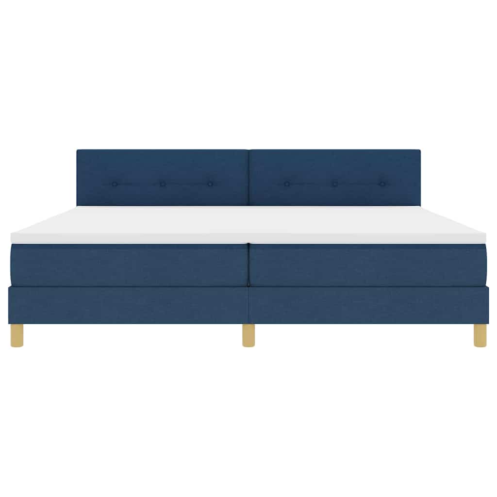 Lit à ressorts avec coussin Bleu 200 x 200 cm tissu