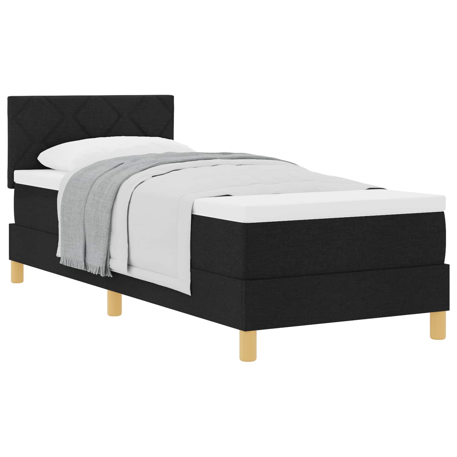 Lit à ressorts avec coussin Noir 80 x 200 cm tissu - XIOS