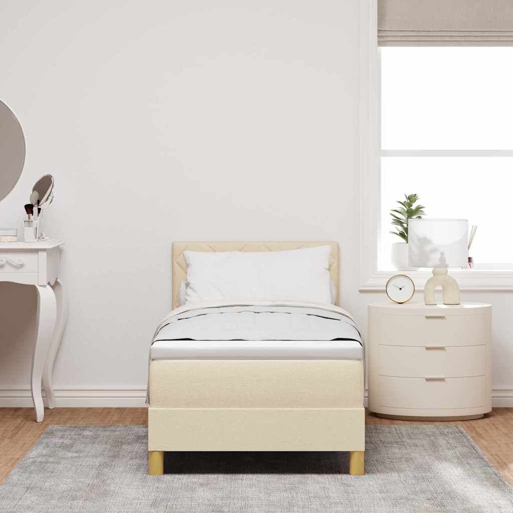 Lit à ressorts avec coussin Crème 80 x 200 cm tissu - XIOS
