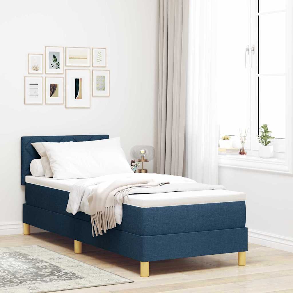 Lit à ressorts avec coussin Bleu 80 x 200 cm tissu - XIOS