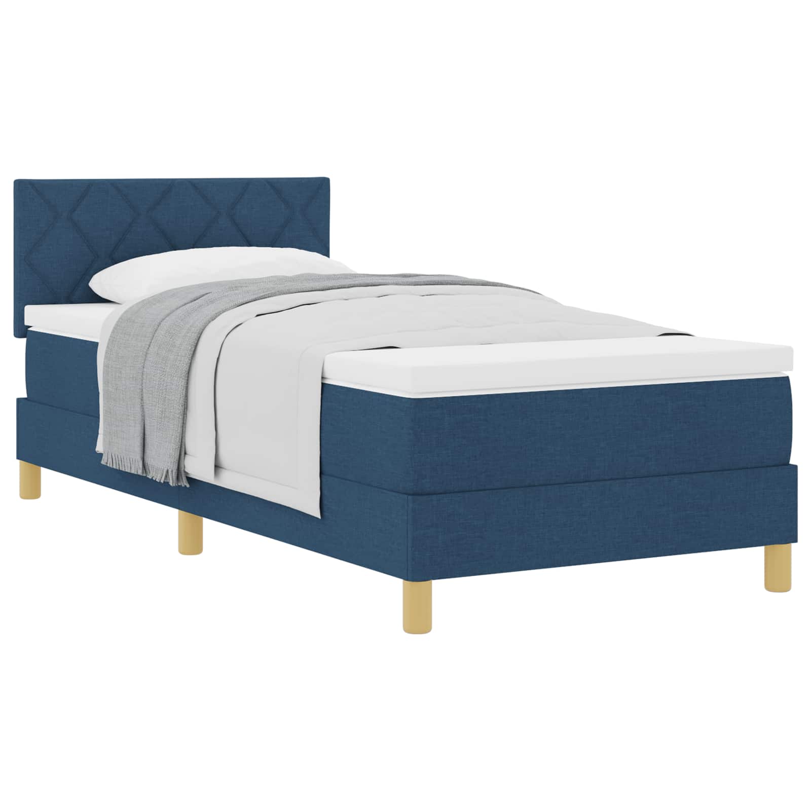 Lit à ressorts avec matelas Bleu 90 x 190 cm tissu - XIOS