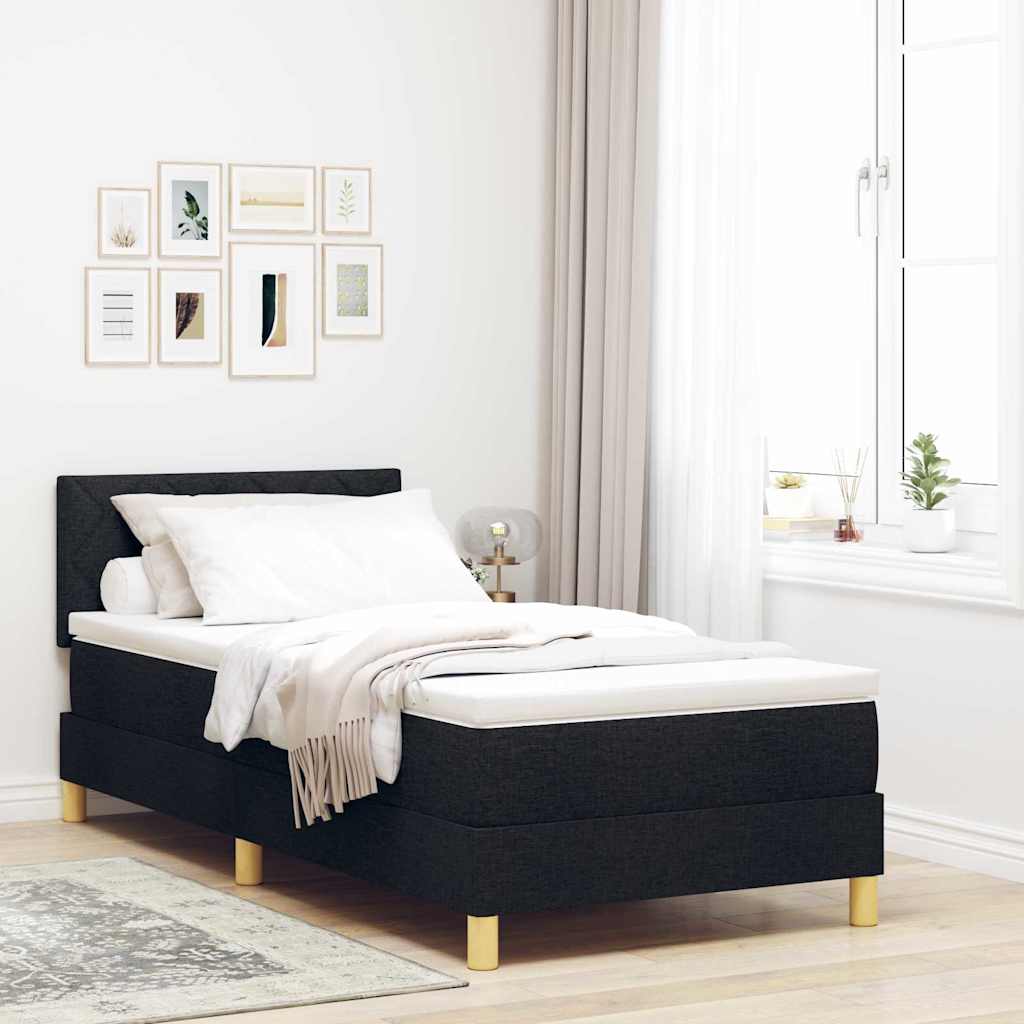Lit boxspring avec matelas avec matelas Noir 90 x 200 cm tissu - XIOS