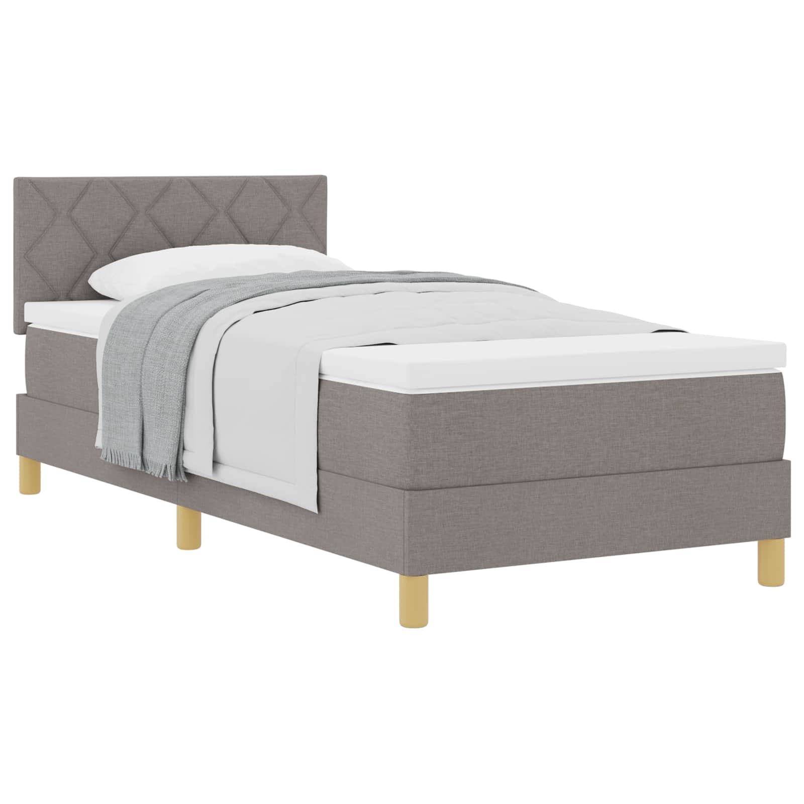 Lit à ressorts avec coussin Taupe 90 x 200 cm tissu - XIOS