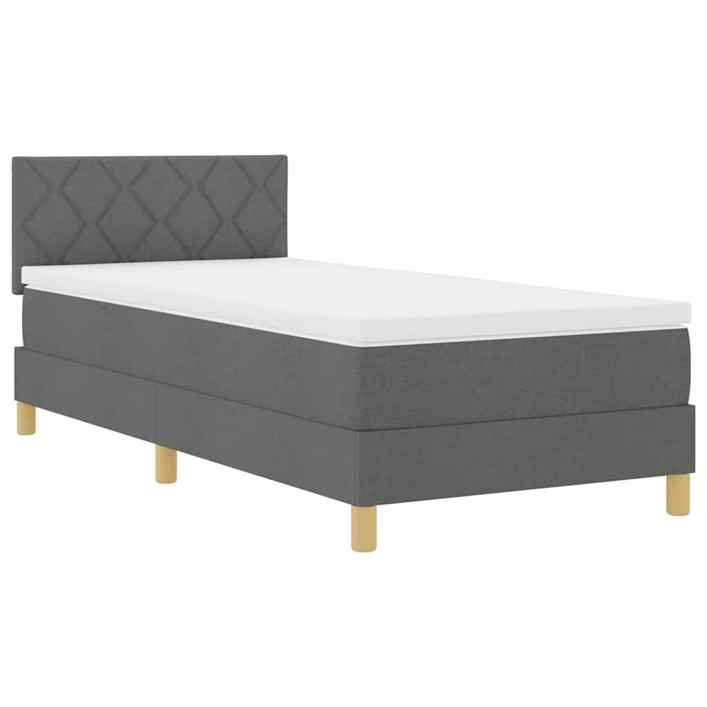 Lit boxspring avec matelas Gris foncé 100 x 200 cm tissu - XIOS