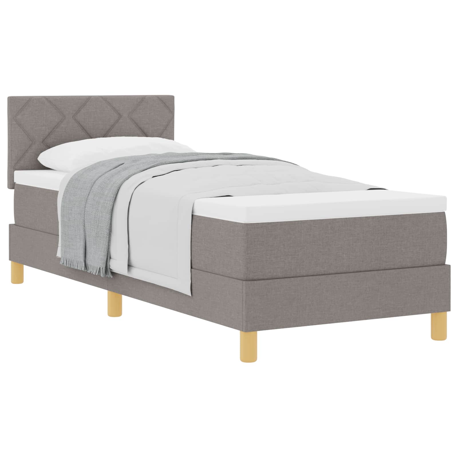 Lit à ressorts avec coussin Taupe 100 x 200 cm tissu - XIOS