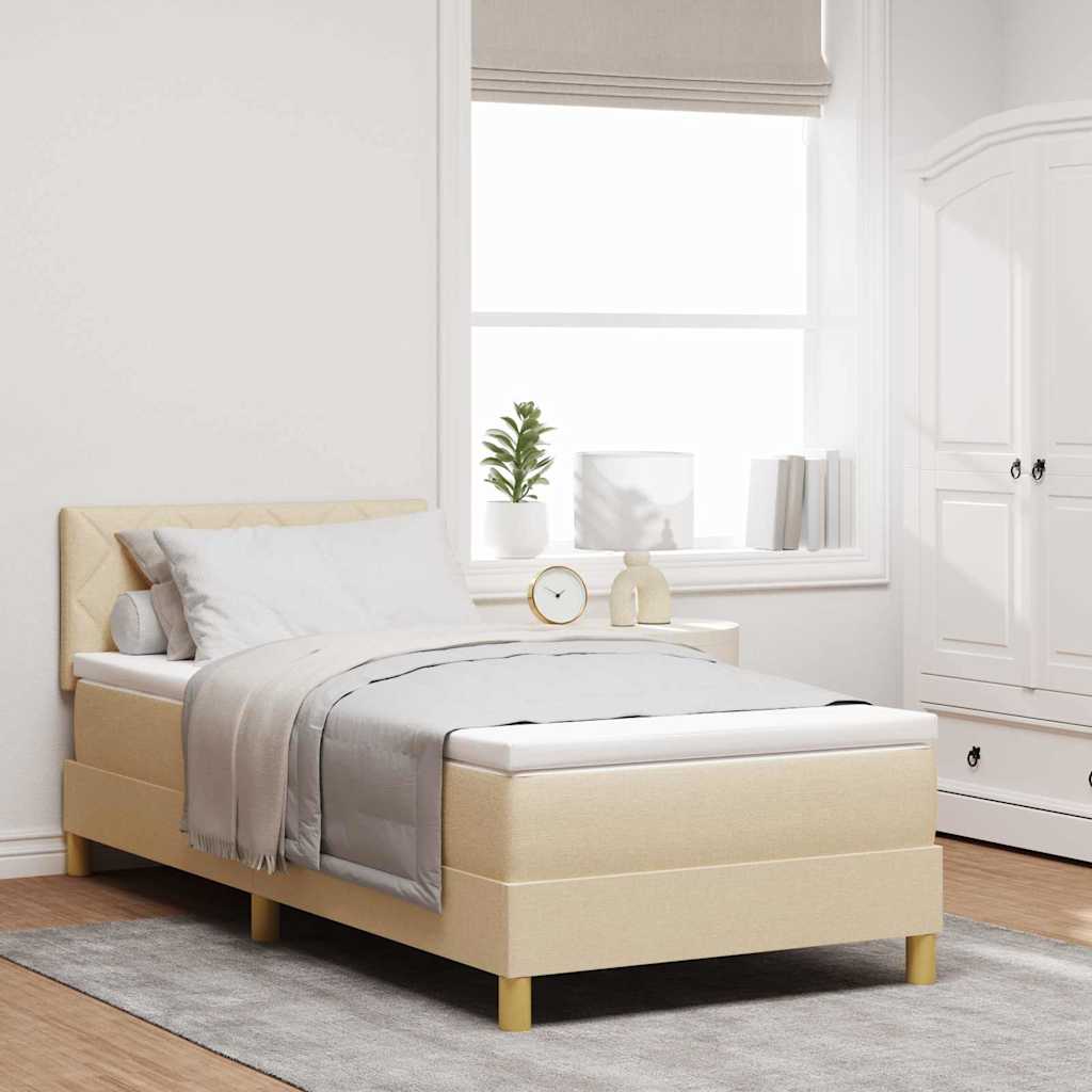 Lit à ressorts avec coussin Crème 100 x 200 cm tissu
