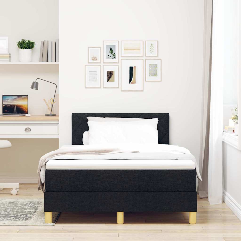 Lit boxspring avec matelas avec matelas Noir 120 x 190 cm tissu - XIOS