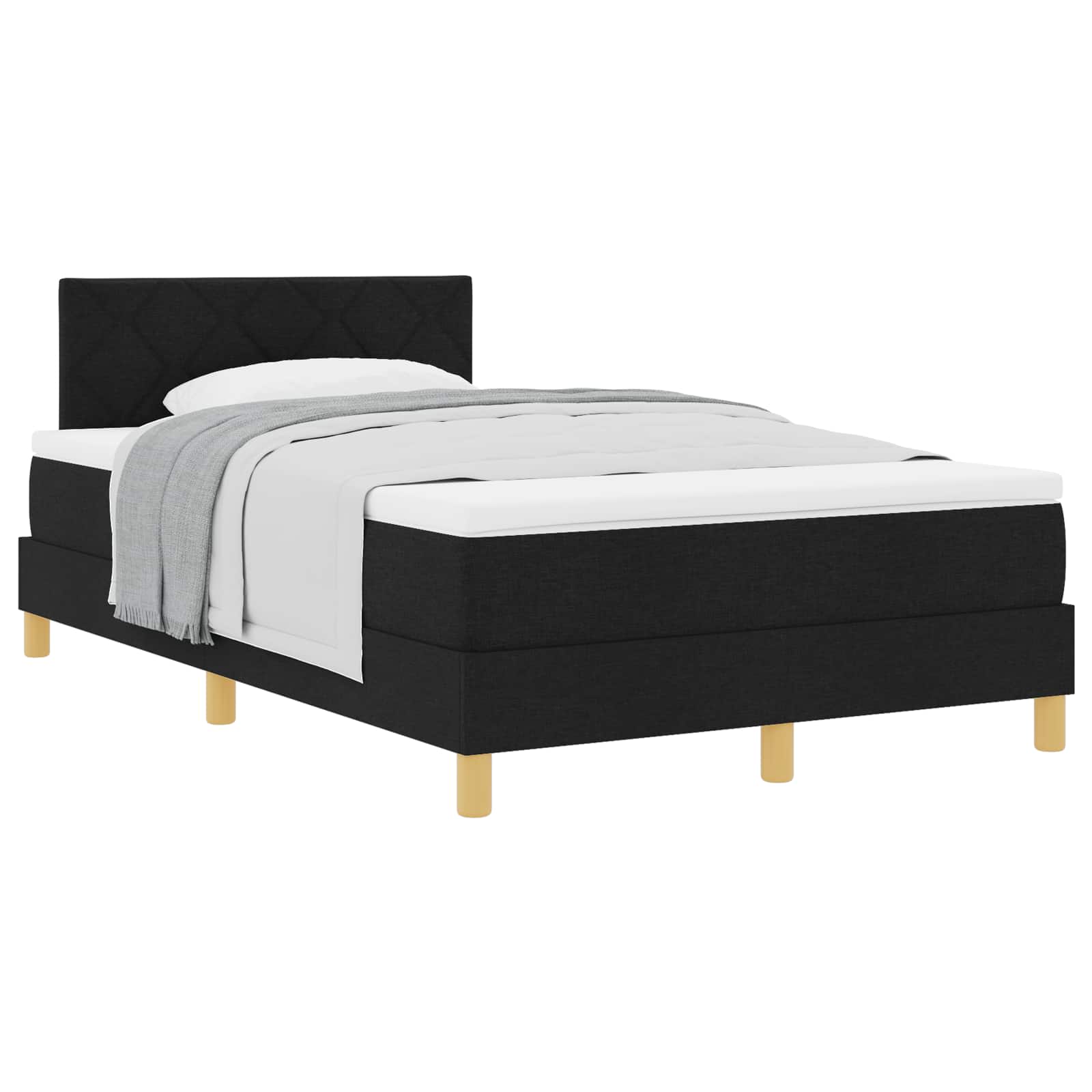 Lit à ressorts avec coussin Noir 120 x 190 cm tissu - XIOS