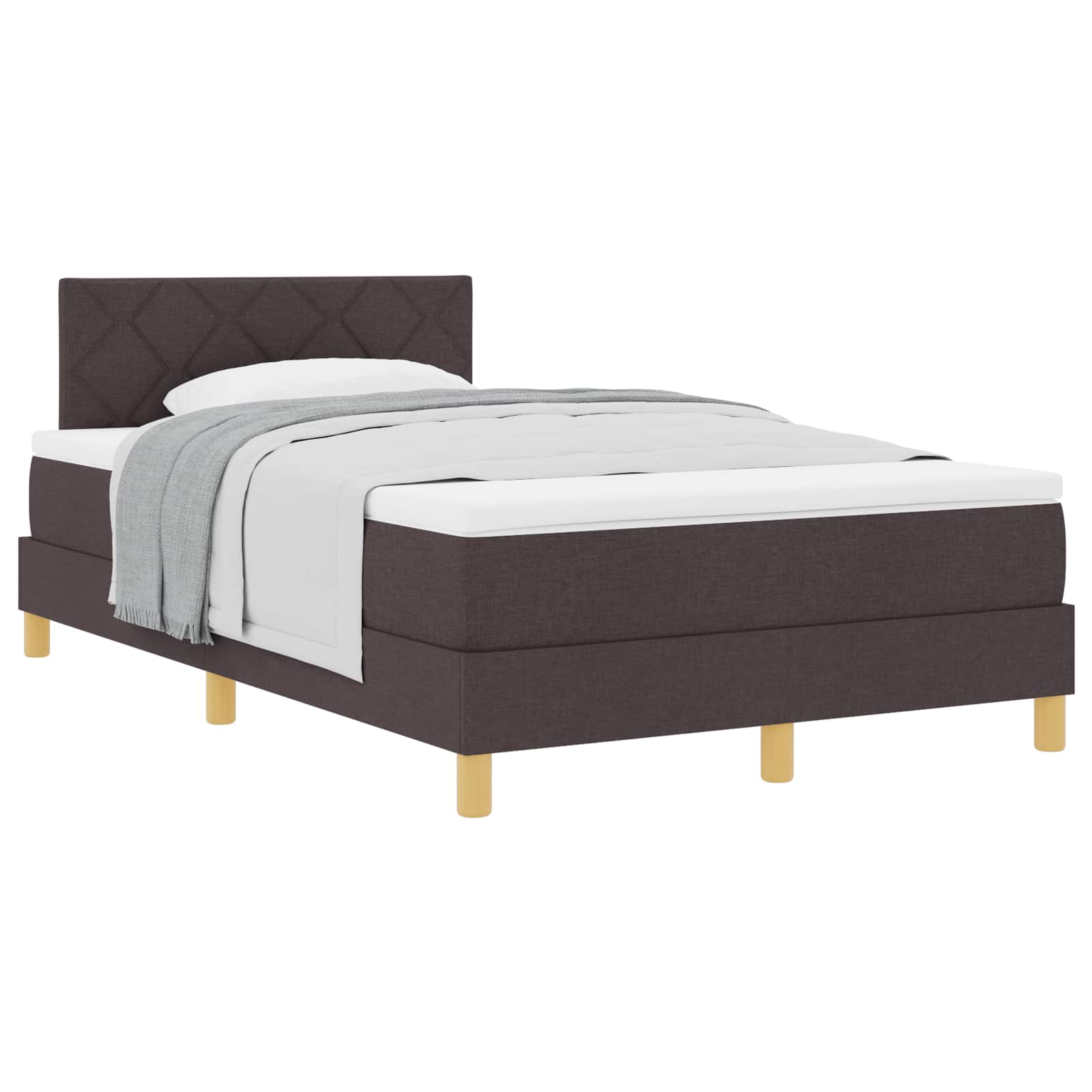 Lit à ressorts avec coussin Marron foncé 120 x 200 cm tissu - XIOS