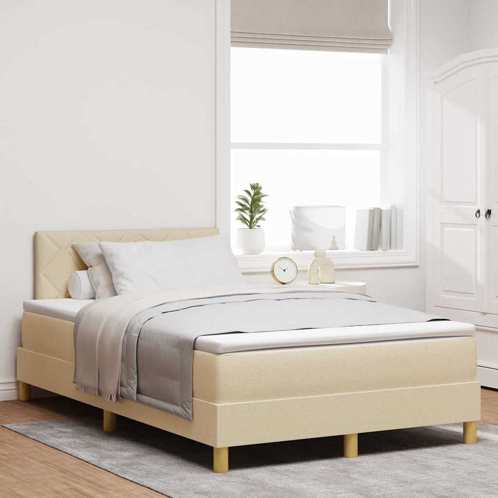 Lit à ressorts avec coussin Crème 120 x 200 cm tissu
