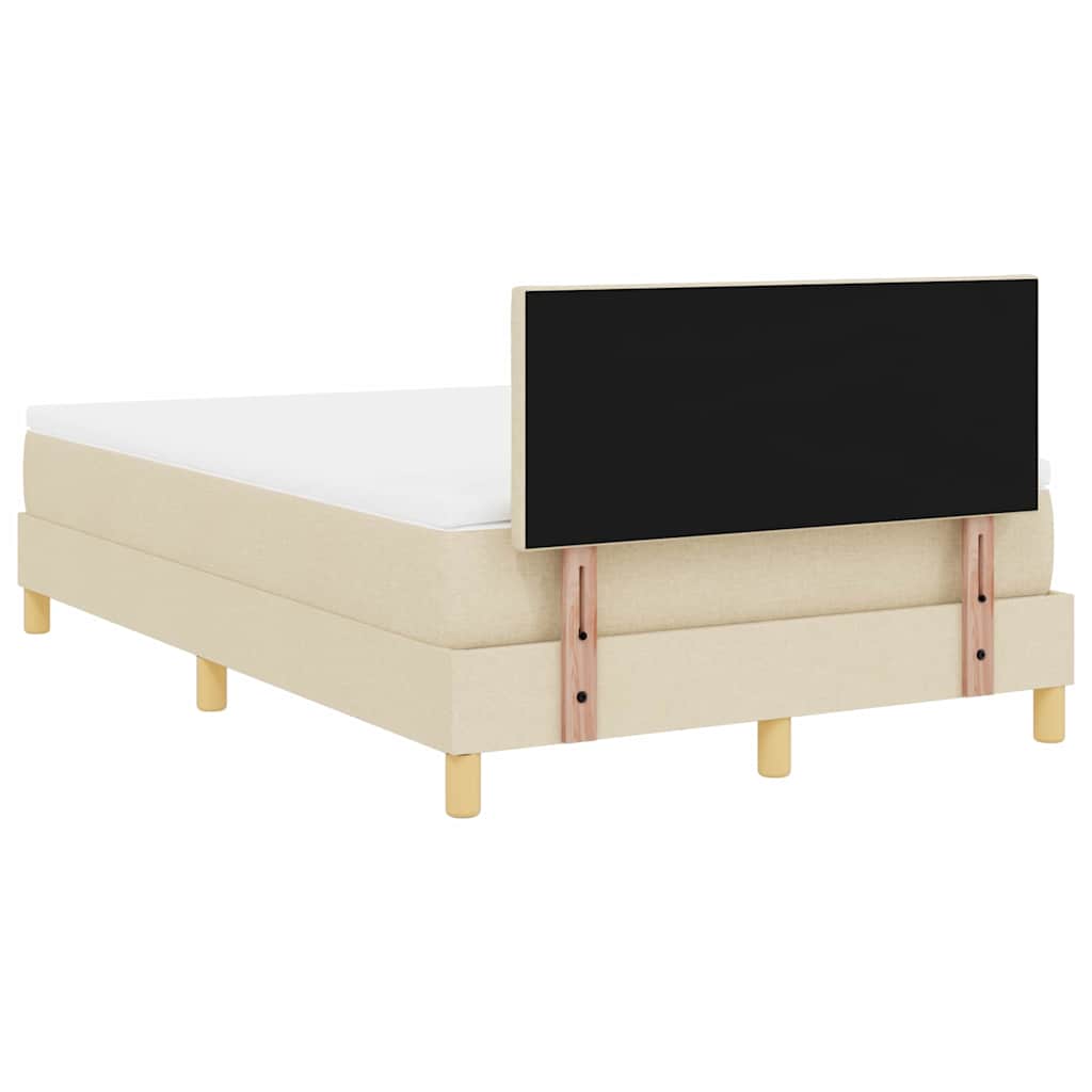 Lit à ressorts avec coussin Crème 120 x 200 cm tissu