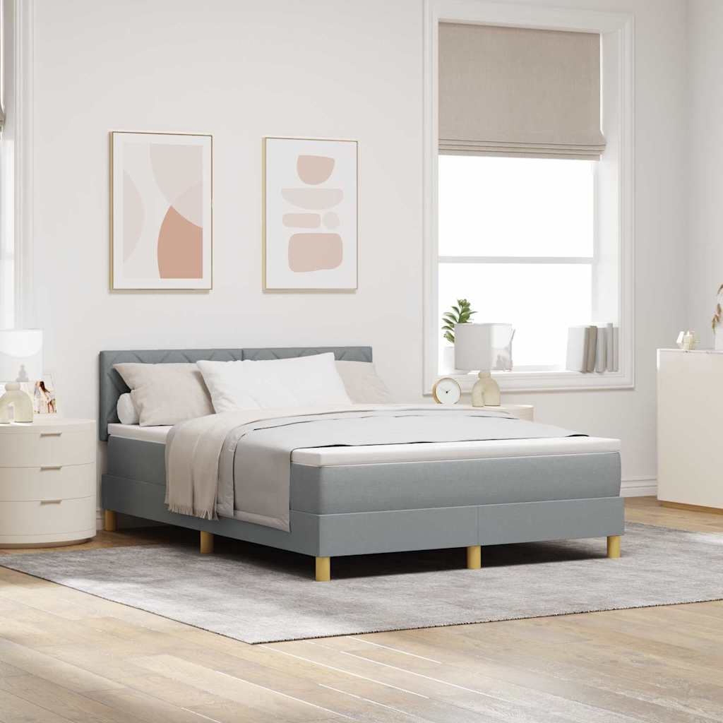 Lit boxspring avec matelas Gris clair 140 x 190 cm tissu - XIOS