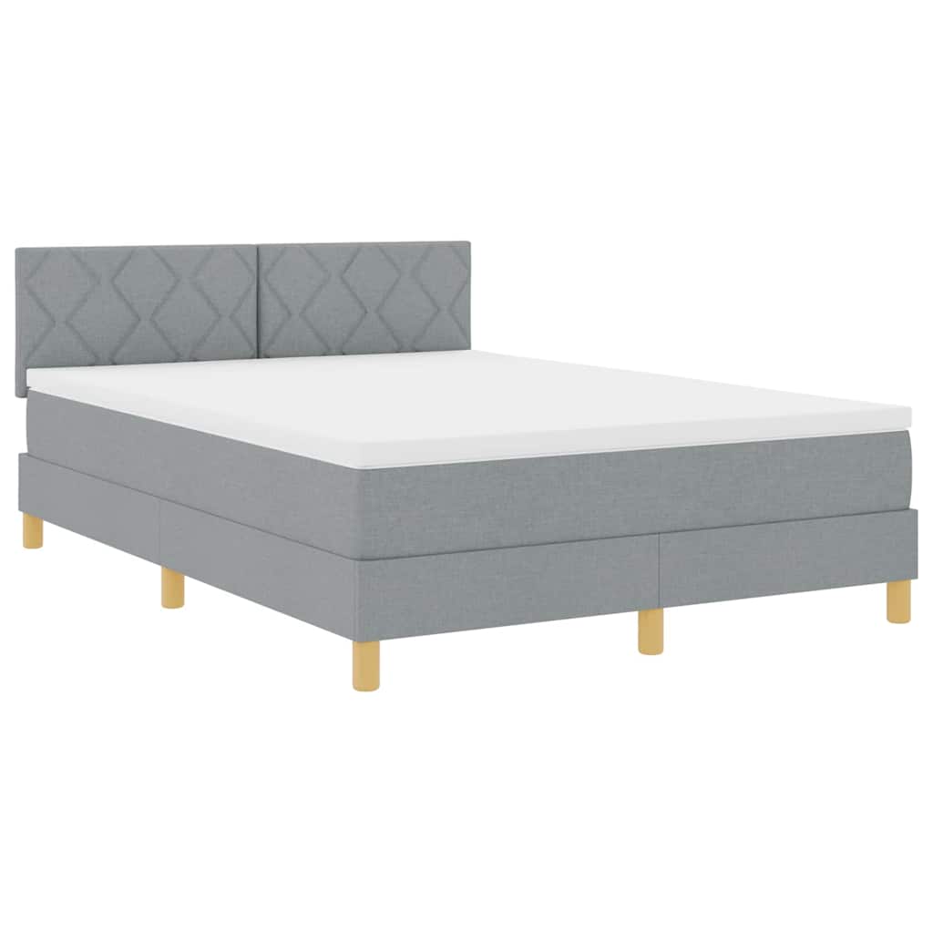 Lit boxspring avec matelas Gris clair 140 x 190 cm tissu - XIOS