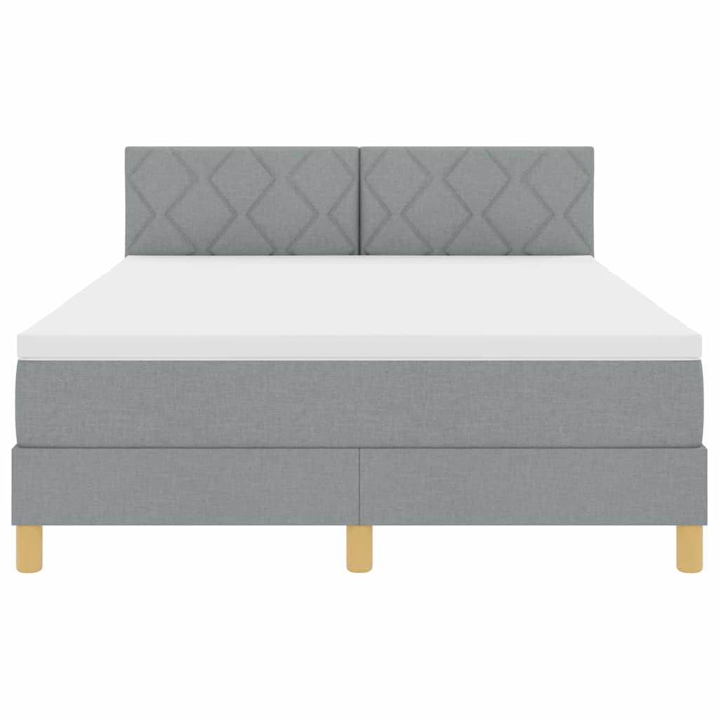 Lit à ressorts avec coussin Gris clair 140 x 190 cm tissu