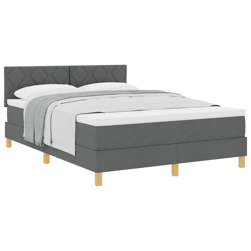 Lit boxspring avec matelas Gris foncé 140 x 190 cm tissu - XIOS