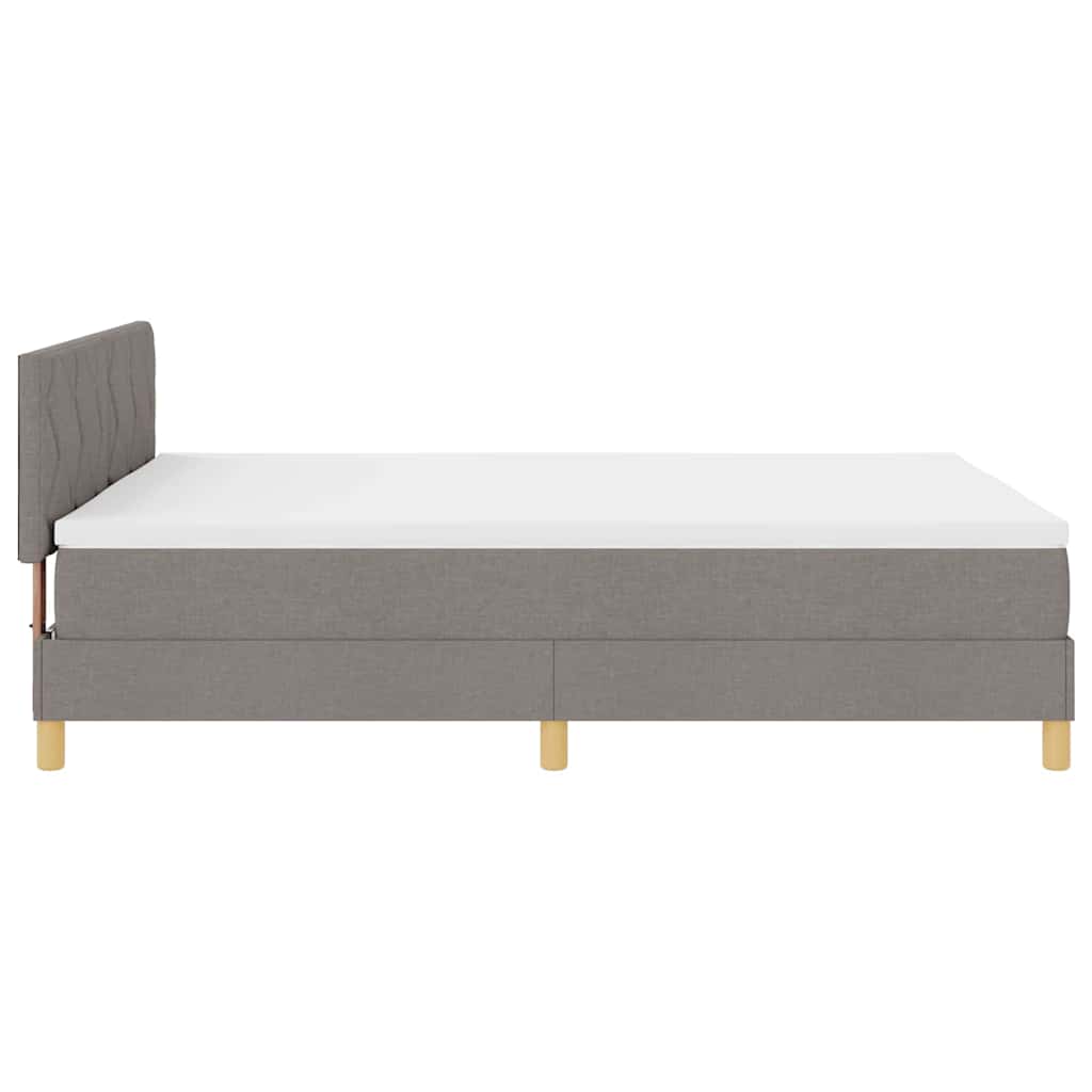 Lit à ressorts avec coussin Taupe 140 x 200 cm tissu