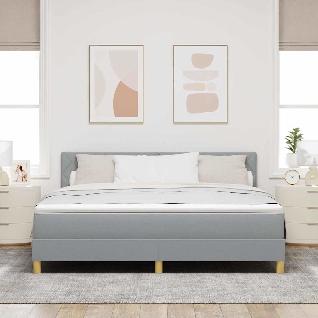 Lit à ressorts avec coussin Gris clair 180 x 200 cm tissu