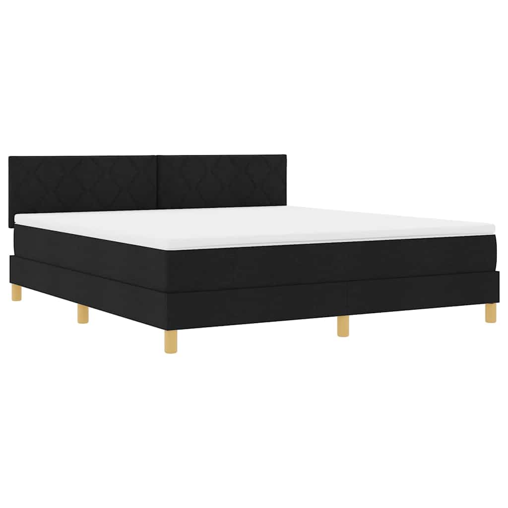 Lit à ressorts avec coussin Noir 180 x 200 cm tissu