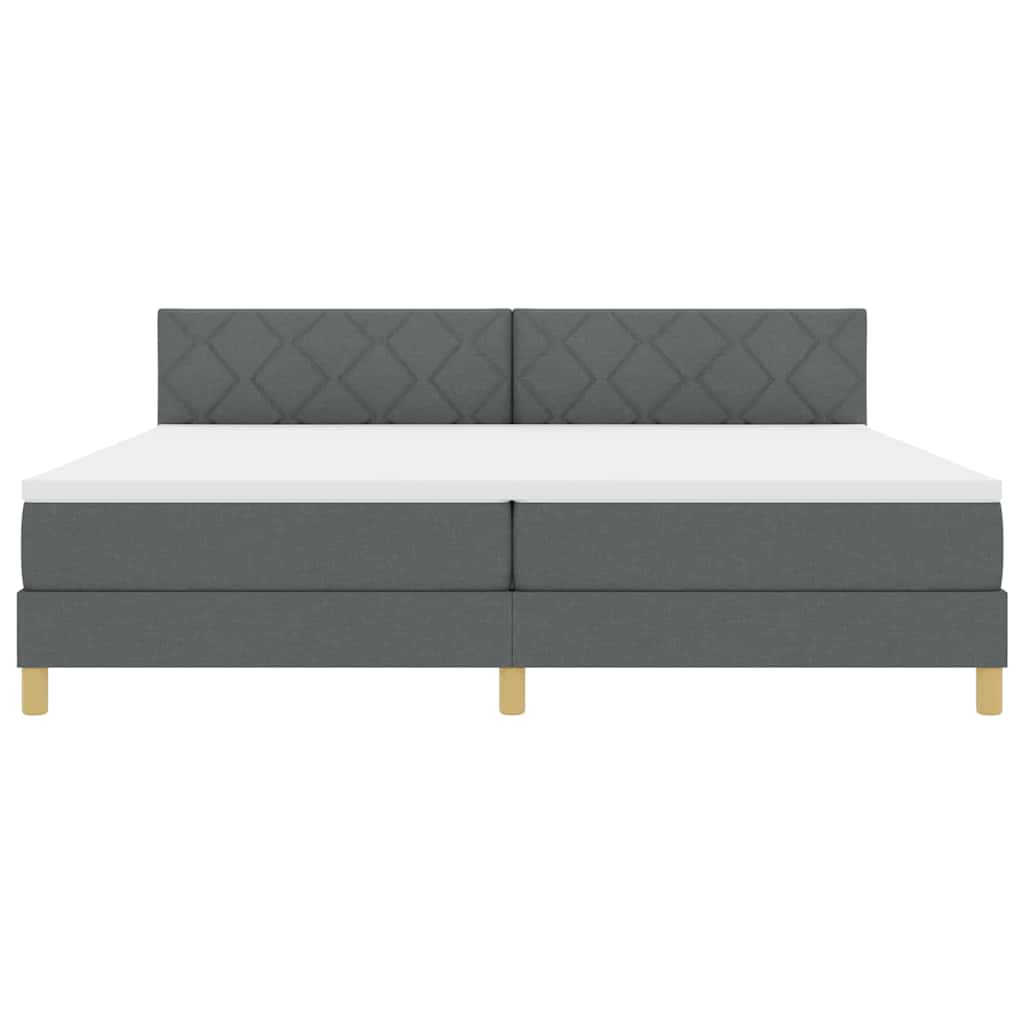 Lit à ressorts avec coussin Gris foncé 200 x 200 cm tissu