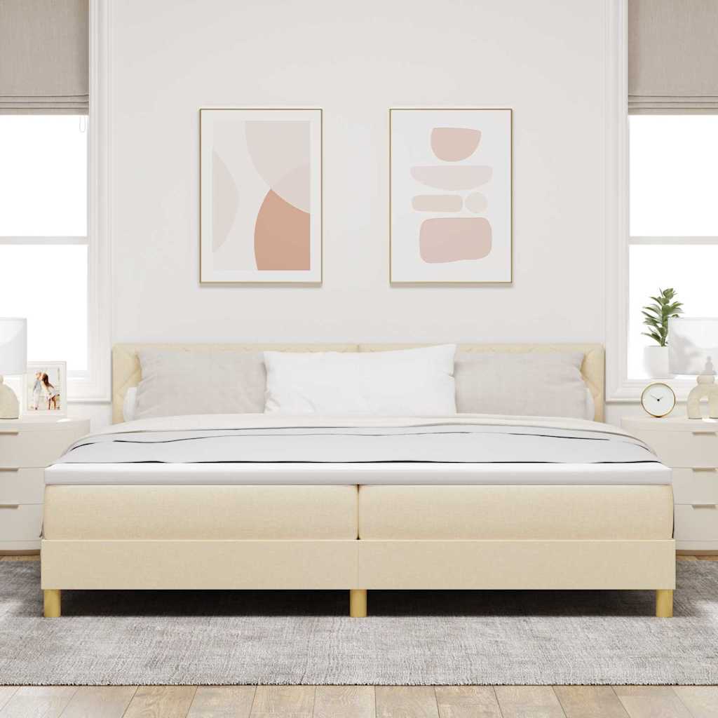 Lit à ressorts avec coussin Crème 200 x 200 cm tissu