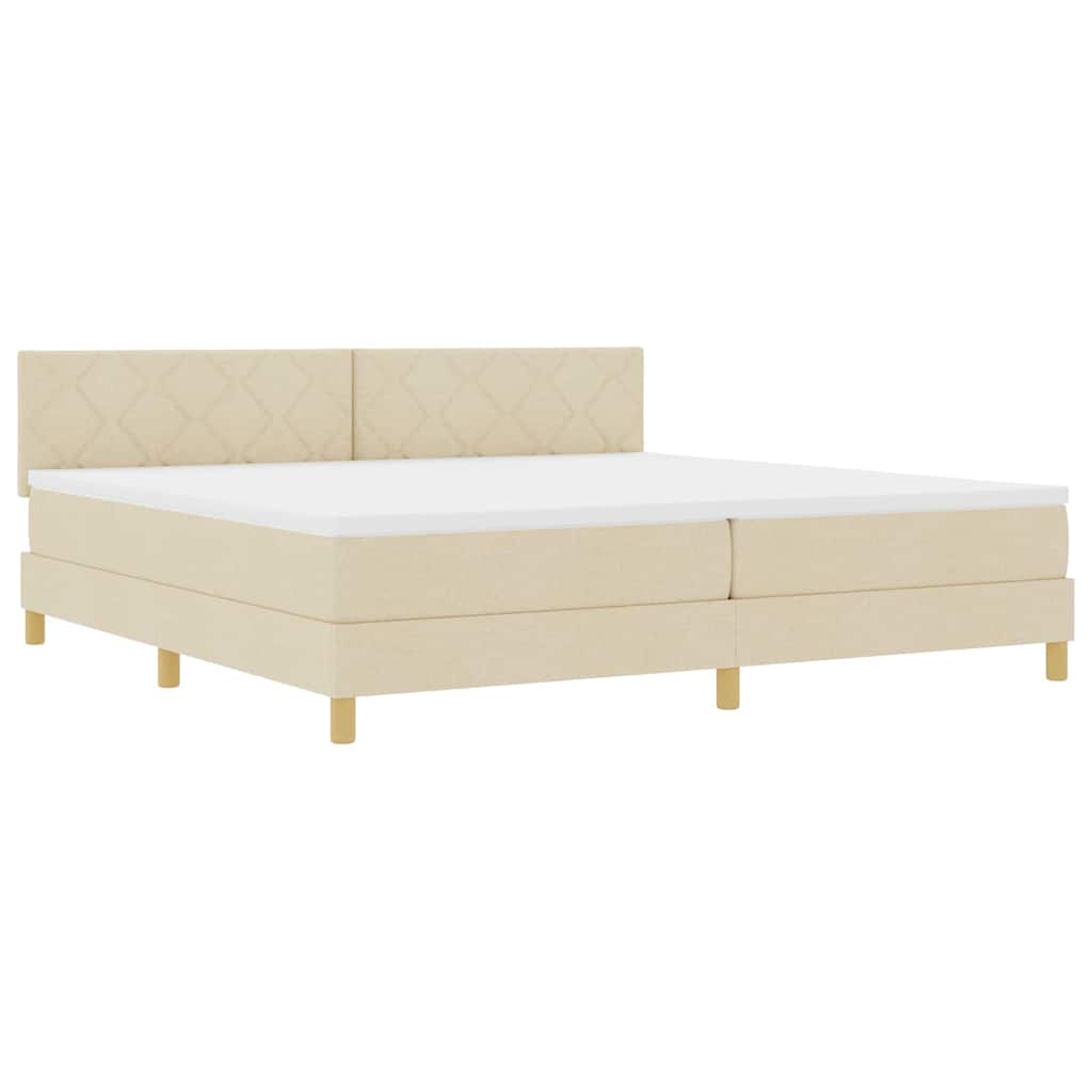 Lit à ressorts avec coussin Crème 200 x 200 cm tissu
