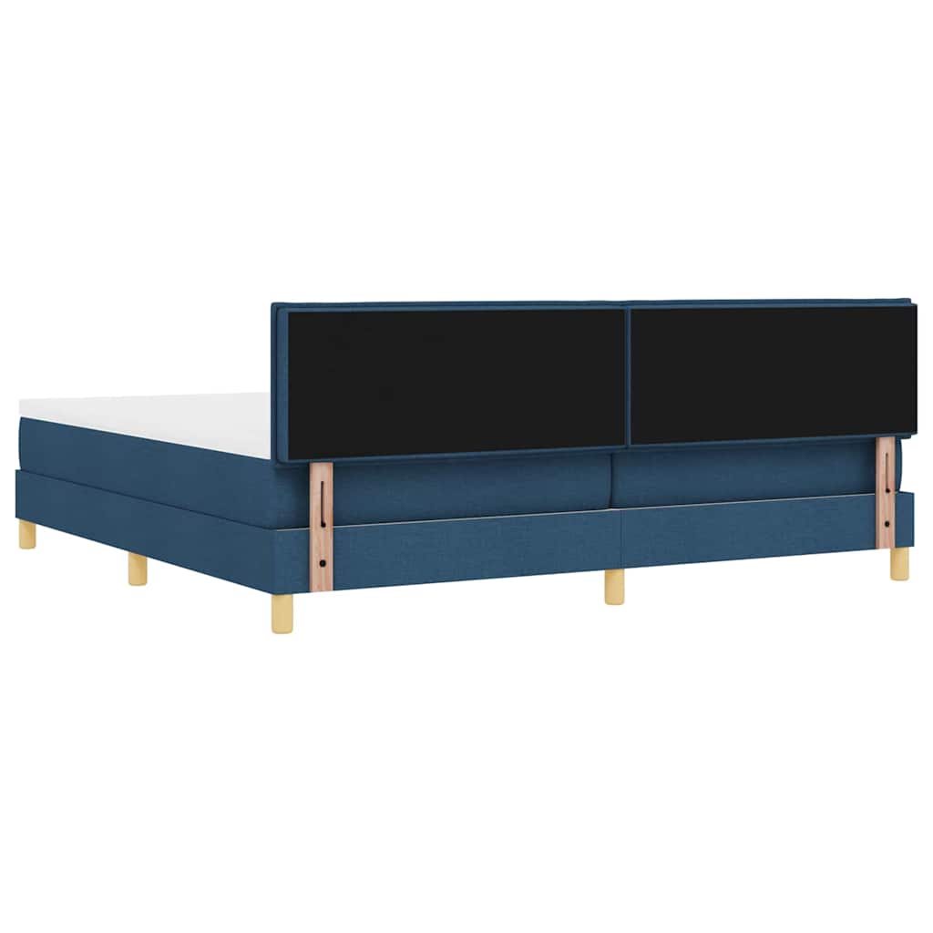 Lit à ressorts avec coussin Bleu 200 x 200 cm tissu