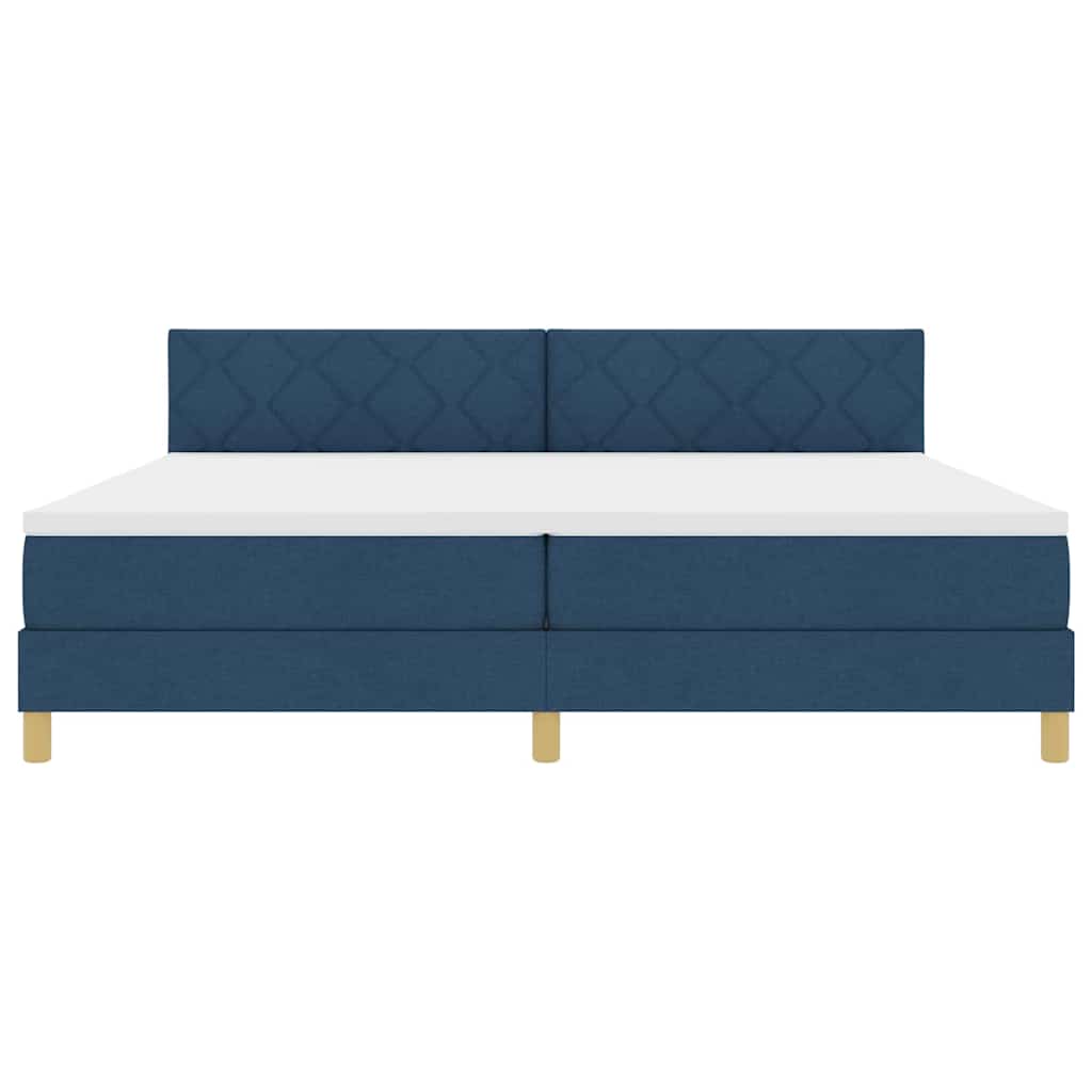 Lit à ressorts avec coussin Bleu 200 x 200 cm tissu