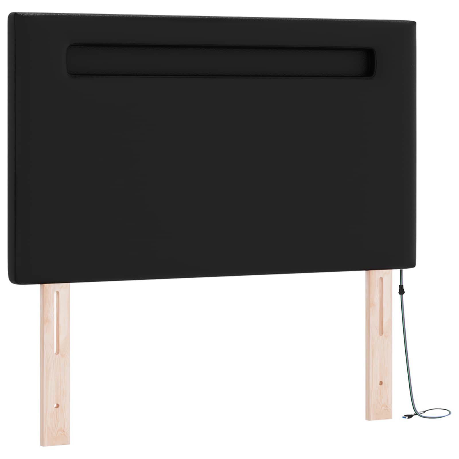 Lit à ressorts avec bandes LED Noir 90 x 190 cm Simili cuir