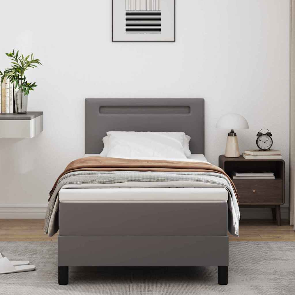 Cadre de lit avec matelas Gris 90 x 190 cm Faux cuir - XIOS