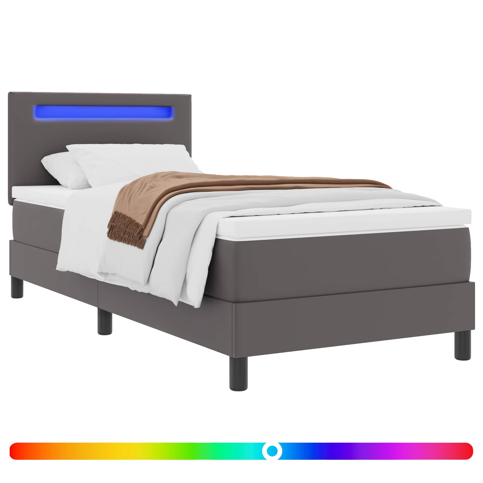 Lit à ressorts avec matelas Gris 90 x 190 cm Simili cuir - XIOS