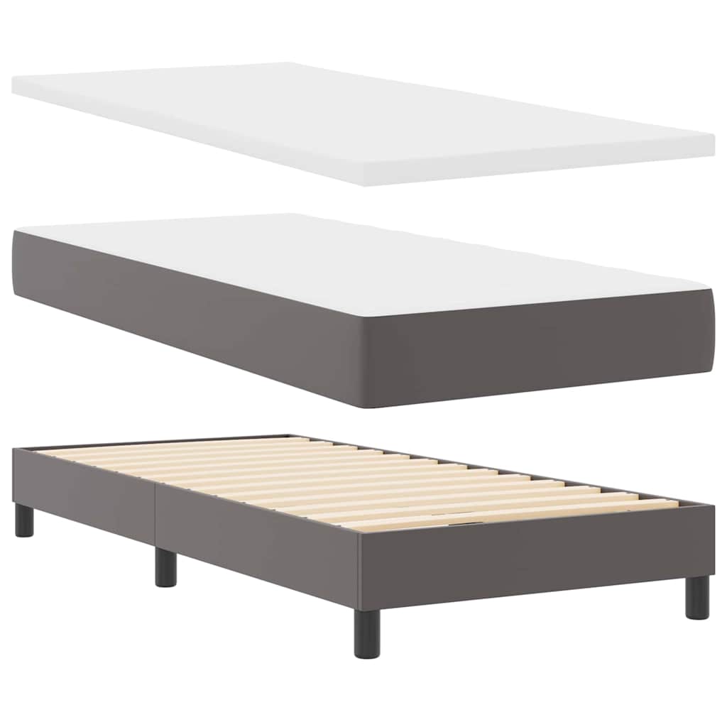 Cadre de lit avec matelas Gris 90 x 190 cm Faux cuir - XIOS
