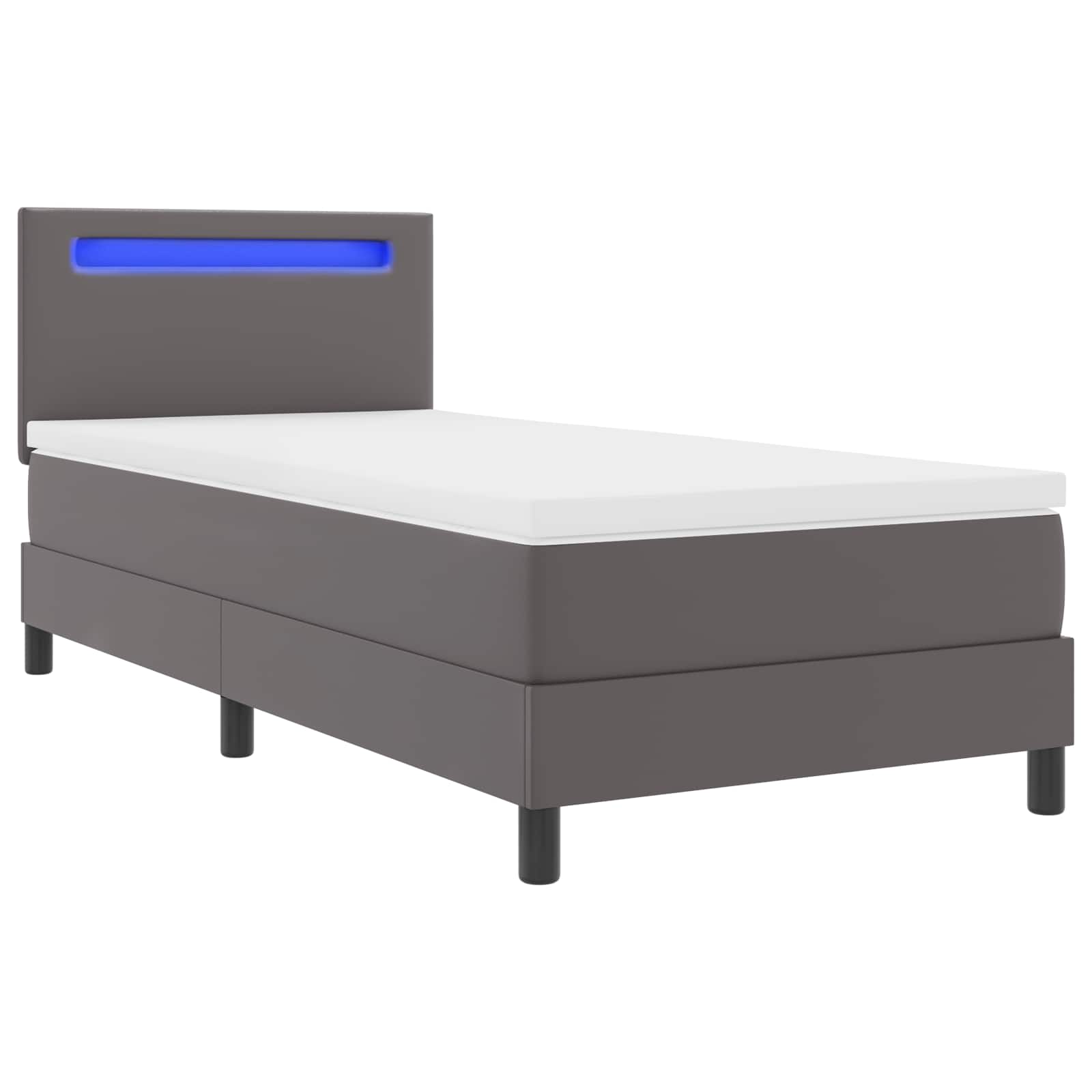 Lit à ressorts avec matelas Gris 90 x 190 cm Simili cuir - XIOS