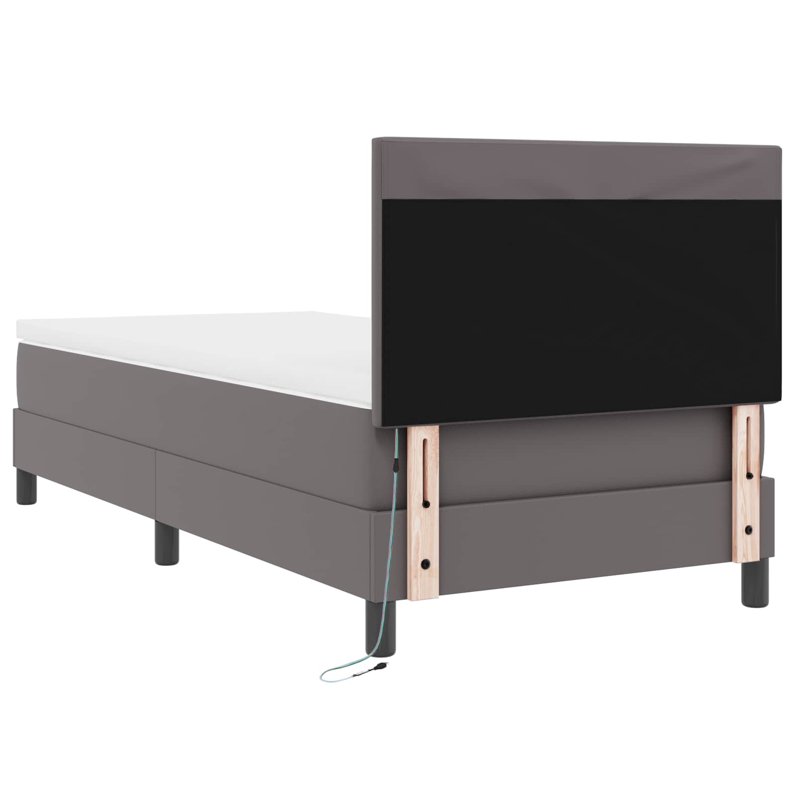 Lit à ressorts avec matelas Gris 90 x 190 cm Simili cuir - XIOS