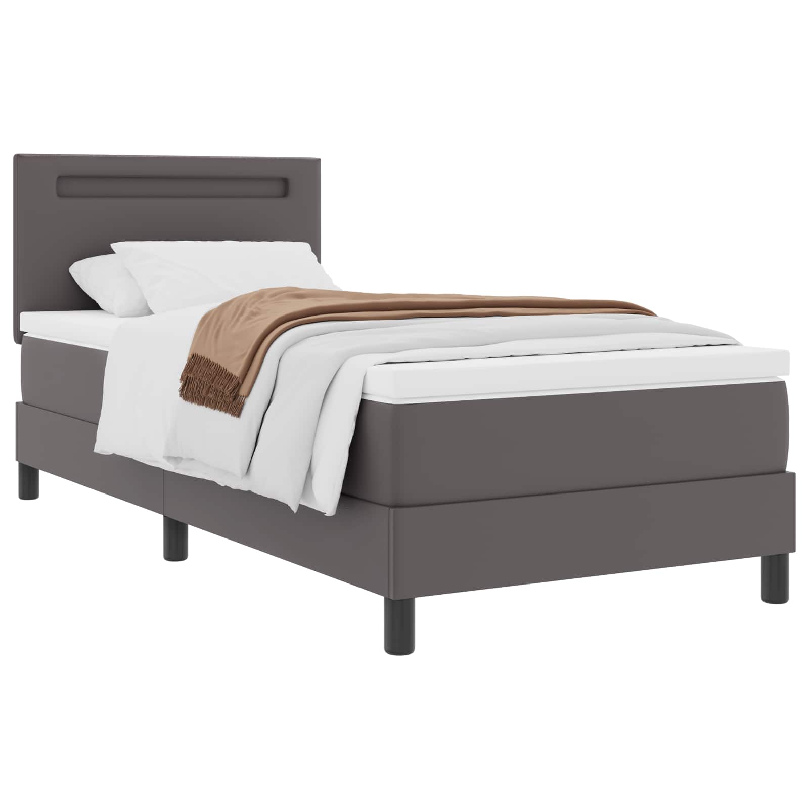 Lit à ressorts avec matelas Gris 90 x 190 cm Simili cuir - XIOS