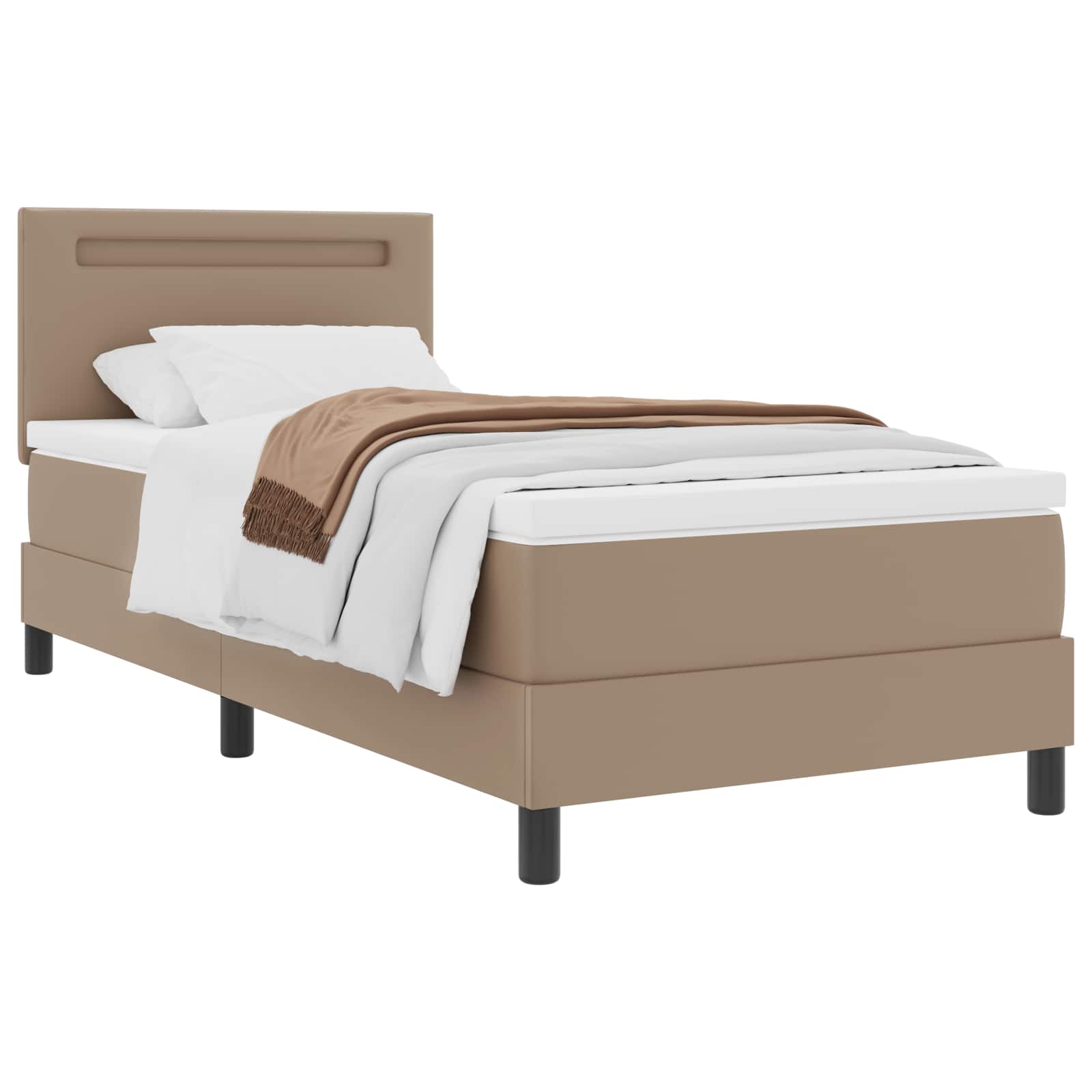 Lit à ressorts avec matelas Cappuccino 90 x 190 cm Simili cuir - XIOS